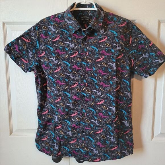 Marc Anthony luxury slim fit men's short sleeve button up crocodile shirt - Picture 1 of 6